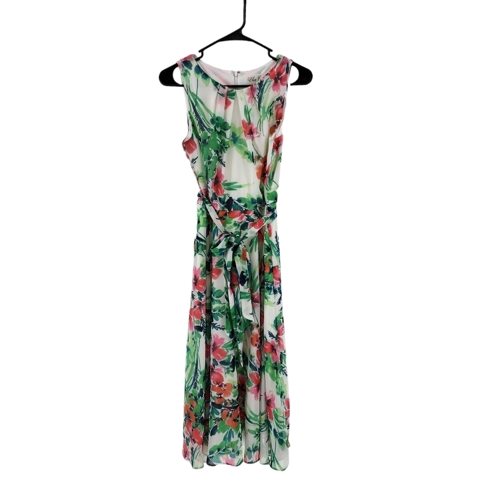 Eliza J Women's Floral Tropical Print Sleeveless Midi Dress - 2
